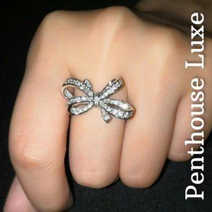 4 Loop Sterling Silver Sapphire Present Bow Ring